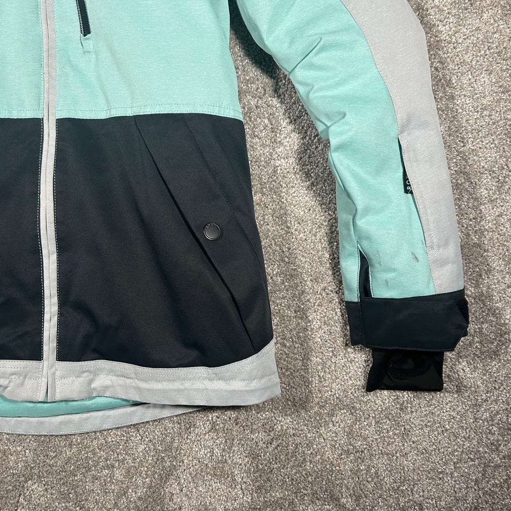 Roxy DryFlight Snowboard Jacket Womens Small Grey Mint Black Colorblock Hooded - Picture 5 of 11
